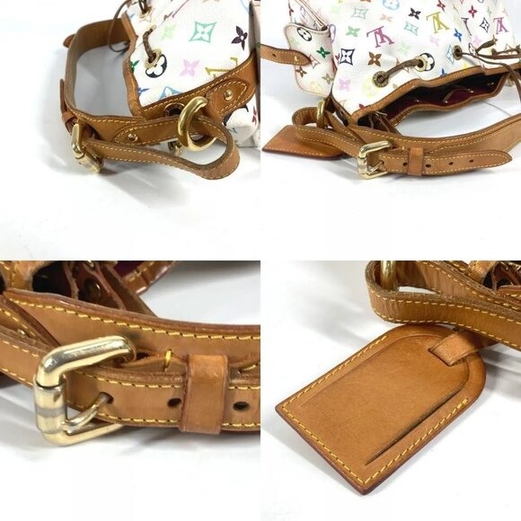Authentic Louis Vuitton Multicolor Petit Noe Monogram Bucket Shoulder Bag White - Picture 14 of 16